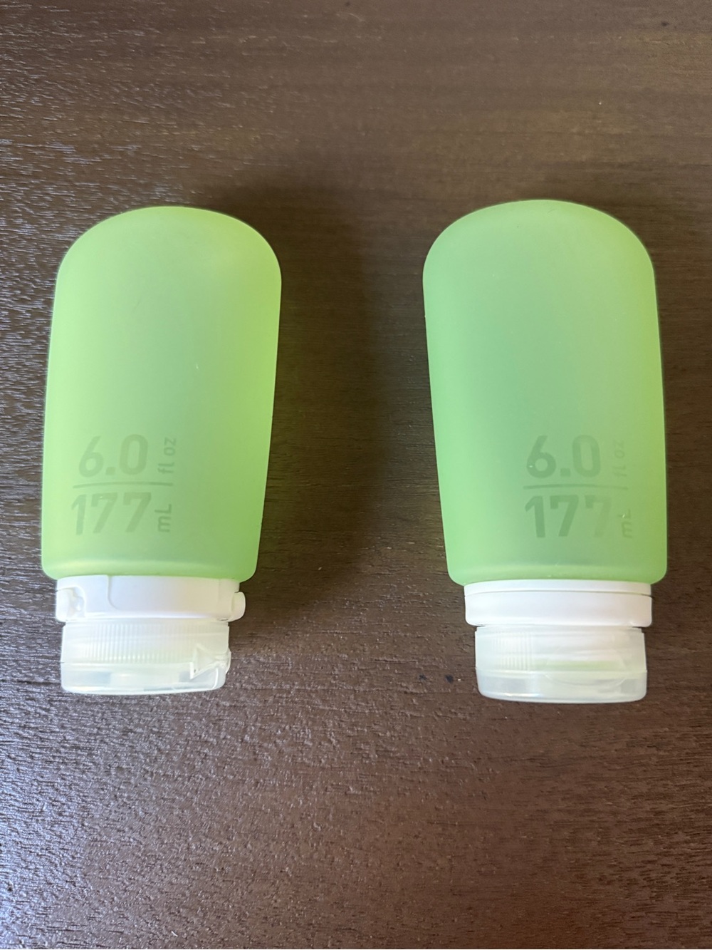 Set of 2 Reusable Silicone Travel Bottles - Lime Green goo tubes